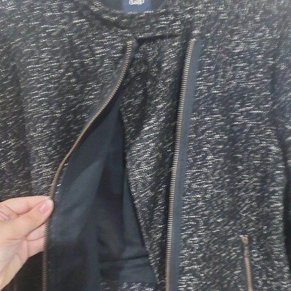 Gap Marled Black & White Tweed Moto Jacket in Size XXL - Picture 11 of 15